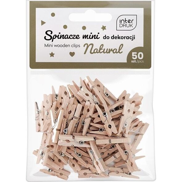 Naturalne spinacze do dekoracji mini 50szt