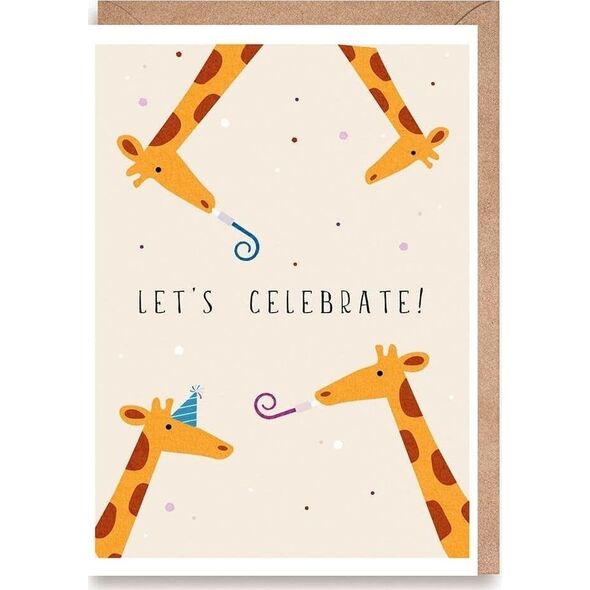 Kartka urodzinowa Żyrafy Let's celebrate!