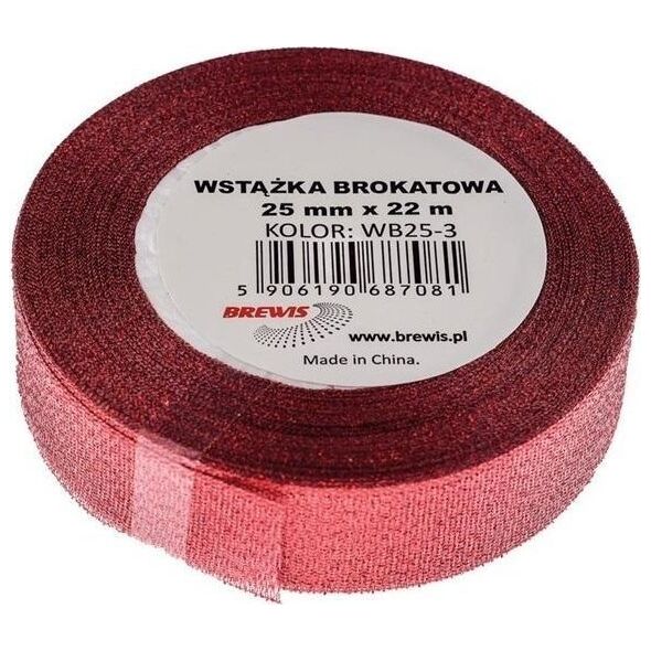 Wstążka brokatowa czerwona 25mmx22m