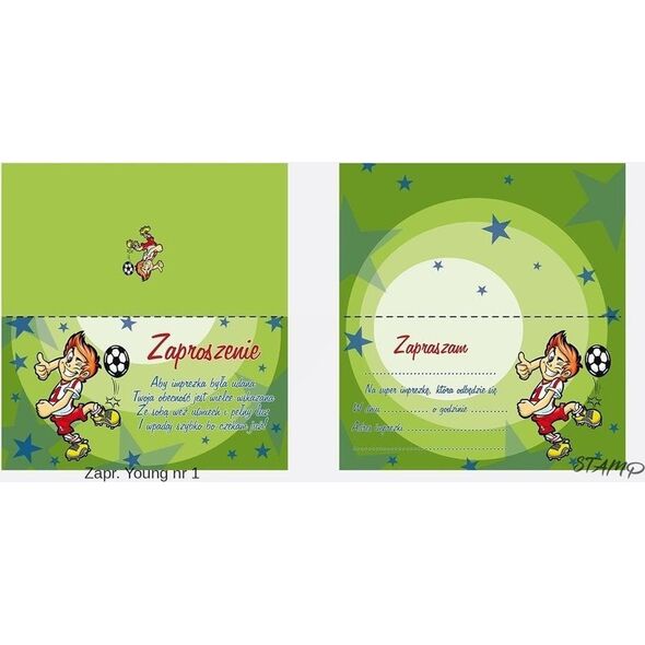Zaproszenia Young Chłopiec wzór nr 01 10szt