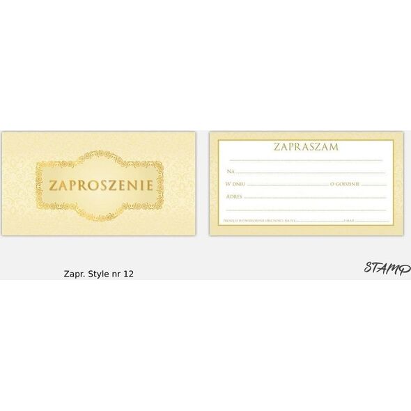 Zaproszenia Style wzór nr 12 10szt