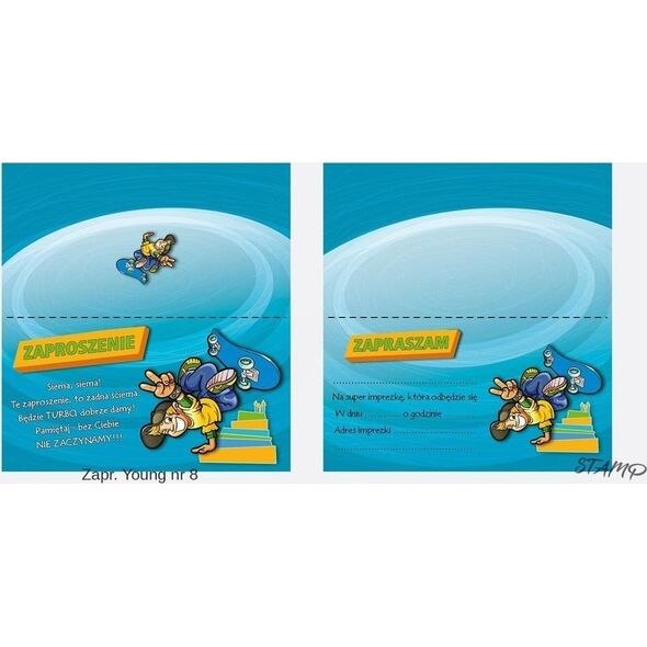 Zaproszenia Young Chłopiec wzór nr 08 10szt