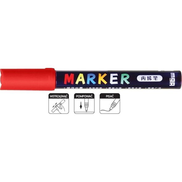 Marker akrylowy 1-2mm czerwony (6szt) M&G