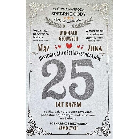Karnet 25 rocznica ślubu (srebrna)
