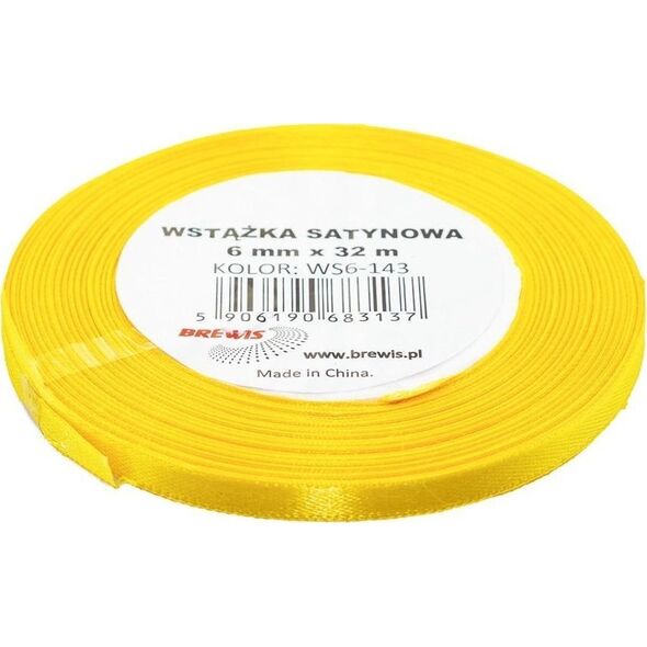 Wstążka satynowa jasna żółta 6mmx32m