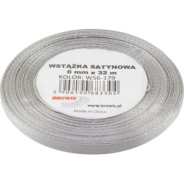 Wstążka satynowa srebrna 6mmx32m