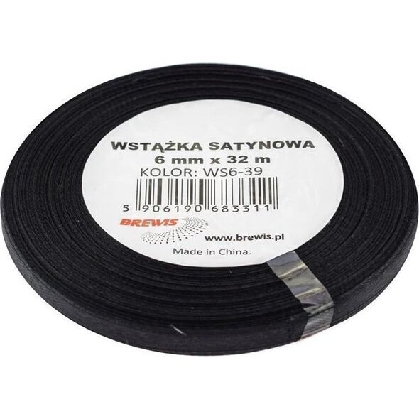 Wstążka satynowa czarna 6mmx32m