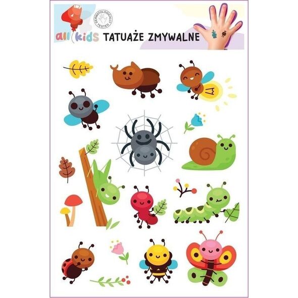 Tatuaże zmywalne dla dzieci Wesołe owady