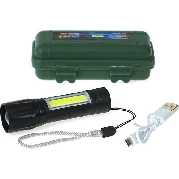 Latarka metalowa z ładowarką USB zmiennoogniskowa