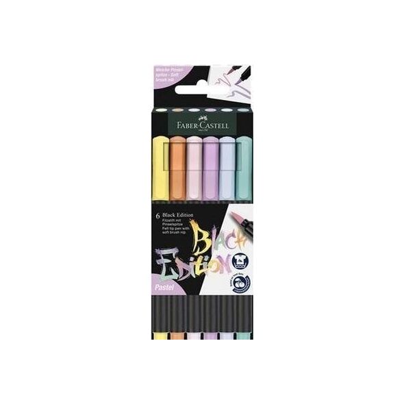 Pisaki pędzelkowe Black Edition Pastel 6 kolorów