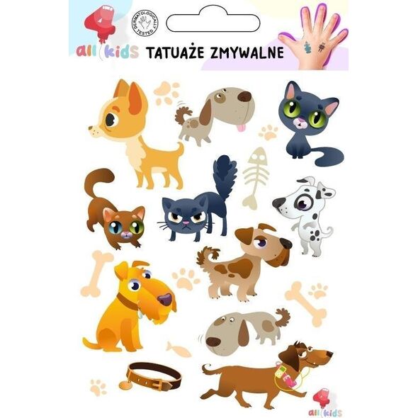Tatuaże zmywalne dla dzieci Psy i koty EDUKAMP