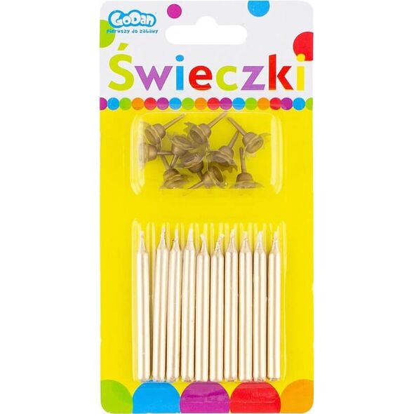 GoDan Świeczki urodzinowe złote - 10 szt. uniwersalny