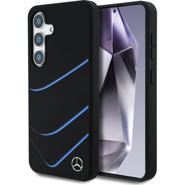 Etui Mercedes Silicone Contrasted Curves  MagSafe do Samsung Galaxy S25 czarny