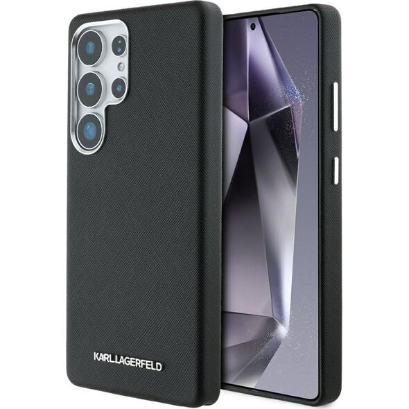 Etui Karl Lagerfeld Saffiano Full         Wrapped Elongated Metal Logo MagSafe do Samsung Galaxy S25 Ultra czarny