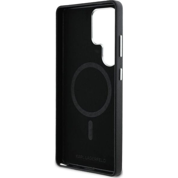 Etui Karl Lagerfeld Saffiano Full         Wrapped Elongated Metal Logo MagSafe do Samsung Galaxy S25 Ultra czarny