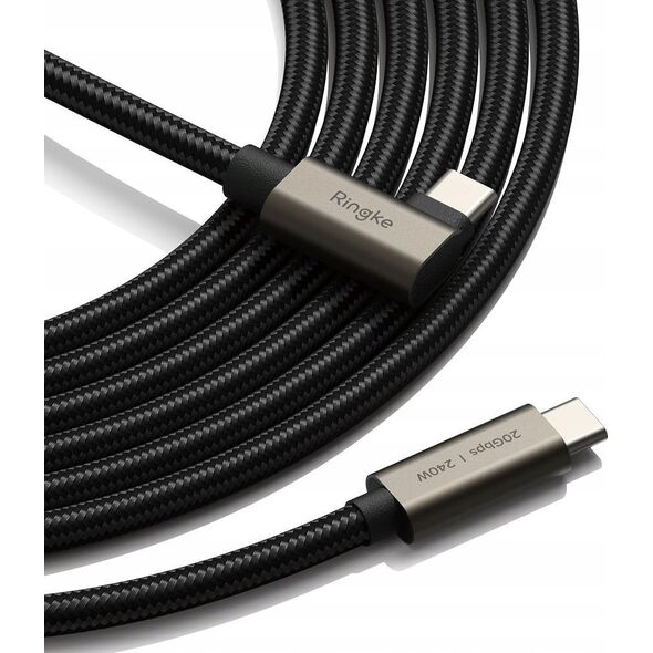 Kabel kątowy USB-C / USB-C Ringke USB 3.2 Gen 2x2 USB-C 90 Degree Cable PD 240W 200cm Black