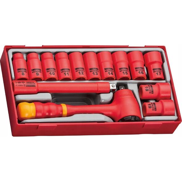 Teng Tools Zestaw narzędzi nasadowych izolowanych VDE 1000V z chwytem 3/8 cala 285240107