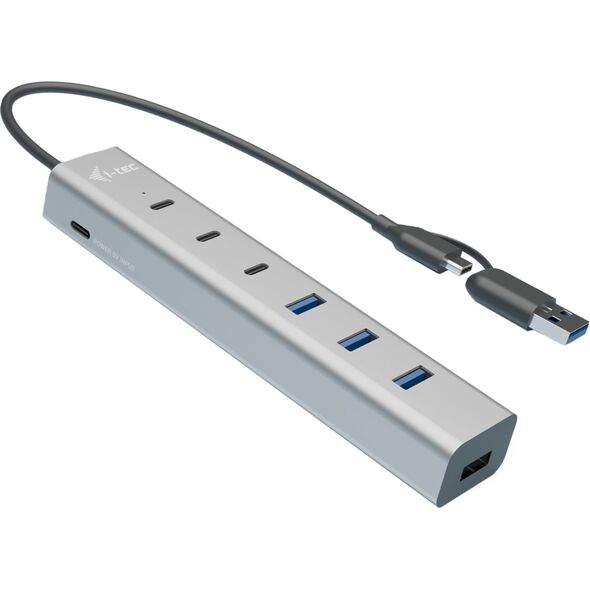i-tec CAHUBMETAL7 huby i koncentratory USB 3.2 Gen 1 (3.1 Gen 1) Type-A + Type-C 5 Mbit/s Szary