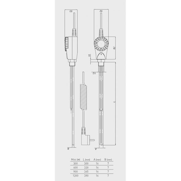 Onnline Grzałka elektryczna 1/2" 300W GRBT z termostatem - W-032