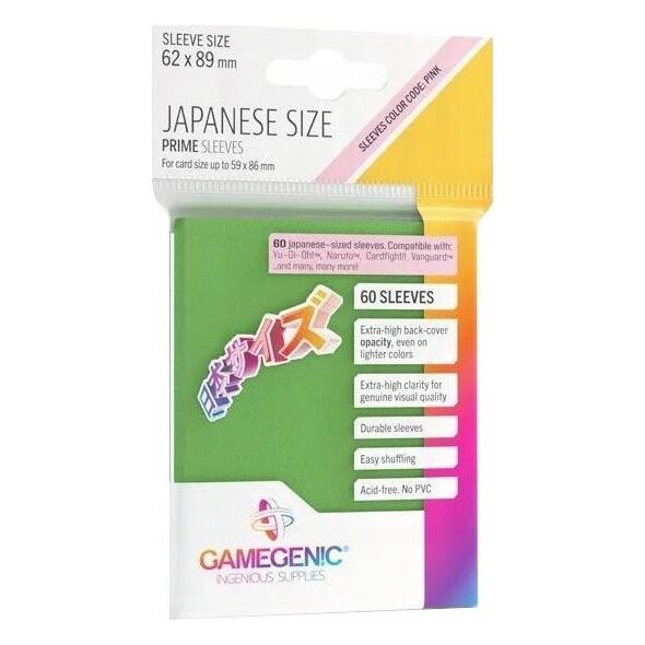 Gamegenic Gamegenic: Japanese Size Prime Sleeves (62x89 mm) 60 sztuk, Green