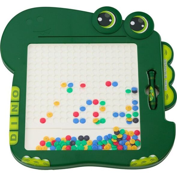 LeanToys Tablica Magnetyczna Edukacyjna Dinozaur Pad Układanka Zielona Koraliki
