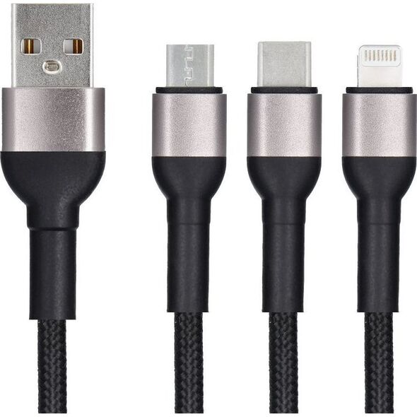Kabel USB Blue Star BLUE STAR kabel z oplotem 2,4A  3w1 USB A do Lightning / Micro USB / Typ C TFK-DC-010 1,2 m czarny