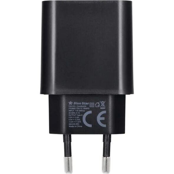 Ładowarka Blue Star BLUE STAR ładowarka sieciowa 3A 20W Typ C + kabel Typ C do Typ C PD QC4.0 TFB-TC-20WPD czarna