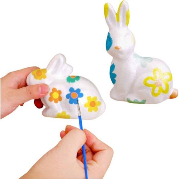 Zestaw Do Malowania Styropianowych Ozdób Zające 2 Jajka 2 Kury Farby LEAN TOYS