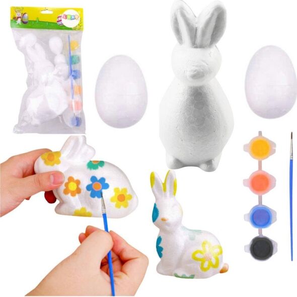 Zestaw Do Malowania Styropianowych Ozdób Zając 2 Jajka Farby LEAN TOYS