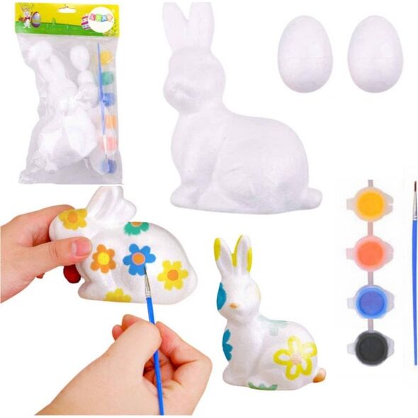 Zestaw Do Malowania Styropianowych Ozdób Zając 2 Jajka Farby LEAN TOYS