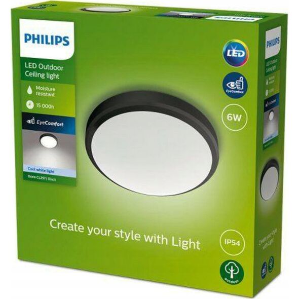 Philips DORIS CEILING 6W 40K BLACK IP54 HV