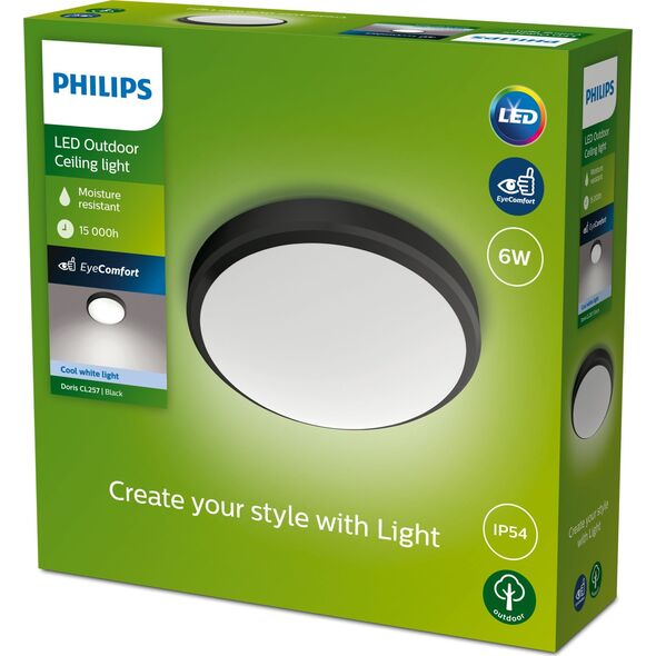 Philips DORIS CEILING 6W 40K BLACK IP54 HV