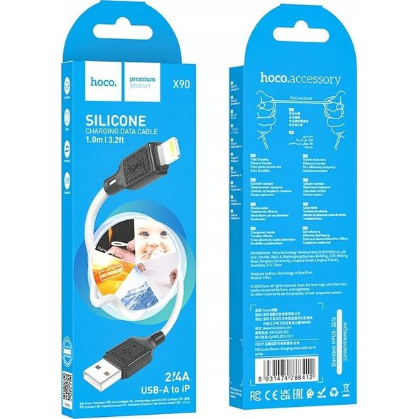 Kabel USB Hoco HOCO kabel USB A do Lightning 2,4A X90 1 m biały