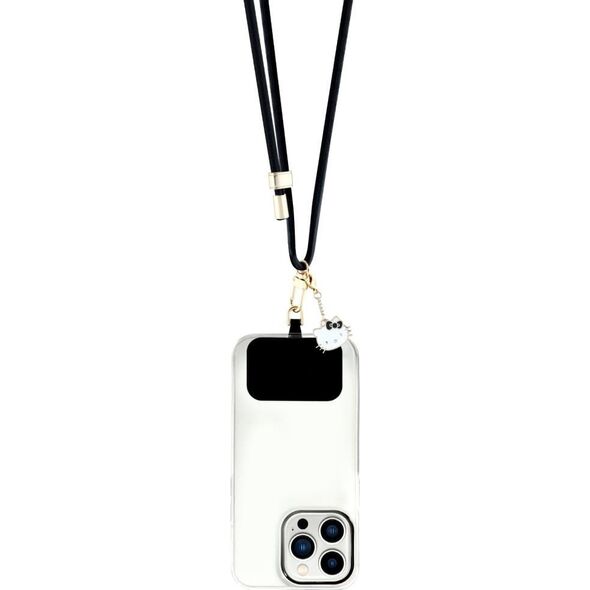 Hello Kitty Patch & Kitty Head Charm Universal Phone Lanyard Black