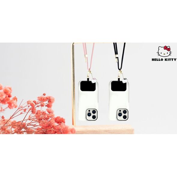 Hello Kitty Patch & Kitty Head Charm Universal Phone Lanyard Black