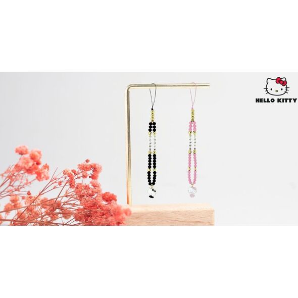 Hello Kitty Pearls and Beads Kitty Charm Phone Charm Black
