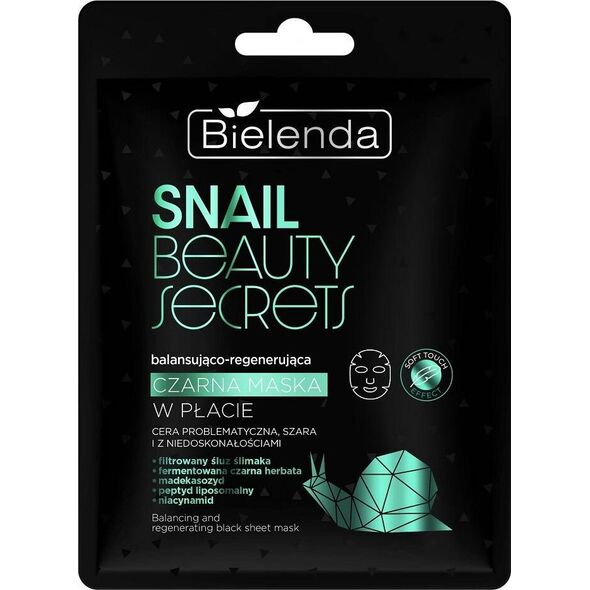 Bielenda Snail beauty secrets Balansująco - regenerująca czarna maska w płacie, 1 szt.