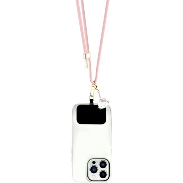 Hello Kitty Patch & Kitty Head Charm Universal Phone Lanyard Pink