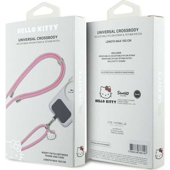 Hello Kitty Patch & Kitty Head Charm Universal Phone Lanyard Pink