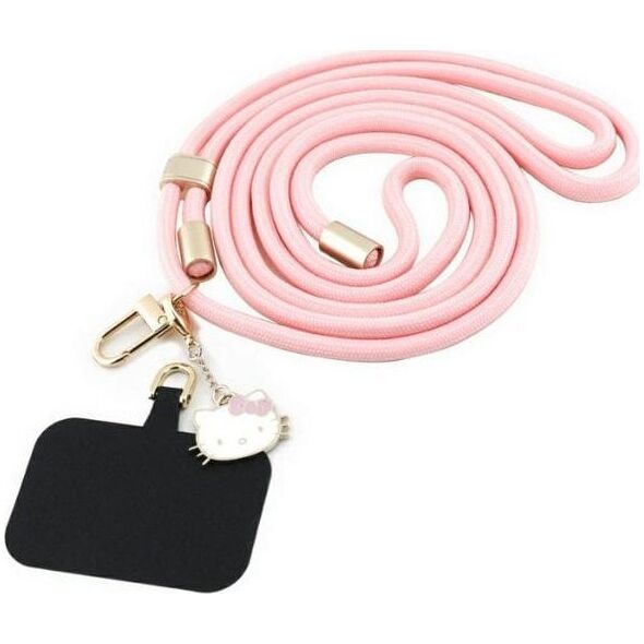Hello Kitty Patch & Kitty Head Charm Universal Phone Lanyard Pink