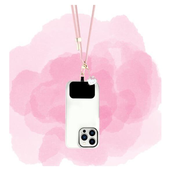 Hello Kitty Patch & Kitty Head Charm Universal Phone Lanyard Pink