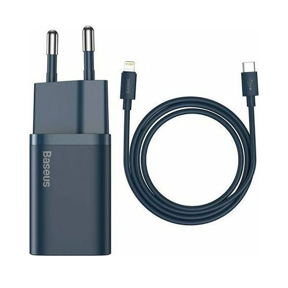 Baseus Φορτιστής με Θύρα USB-C και Καλώδιο Lightning 20W Power Delivery Μπλε (Super Si) (TZCCSUP-B03) (BASTZCCSUPB03) έως 12 άτοκες Δόσεις