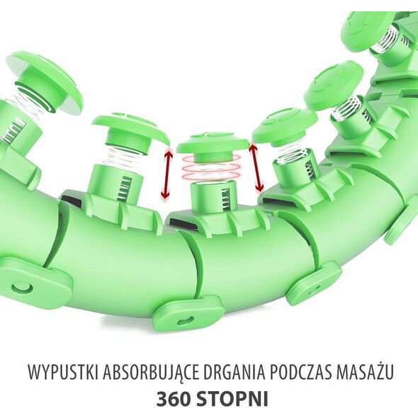 HMS Zestaw hula hop z wypustkami i obciążnikiem HMS hhw01 zielone + pas wyszczuplający br163 czerwony