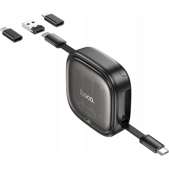 HOCO kabel All-in-one zwijany w zestawie z wymiennymi końcówkami PD 3A 60W U140 0,95 m czarny