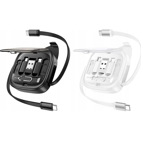 HOCO kabel All-in-one zwijany w zestawie z wymiennymi końcówkami PD 3A 60W U140 0,95 m czarny