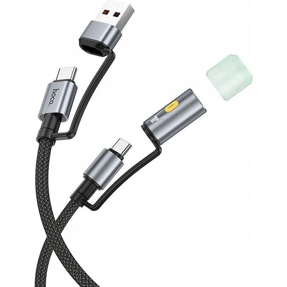 HOCO kabel All-in-one USB A / Typ C do Typ C / LED Light 3A 60W U138 1,2 m czarny