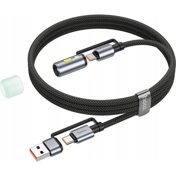 HOCO kabel All-in-one USB A / Typ C do Typ C / LED Light 3A 60W U138 1,2 m czarny