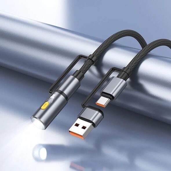 HOCO kabel All-in-one USB A / Typ C do Typ C / LED Light 3A 60W U138 1,2 m czarny