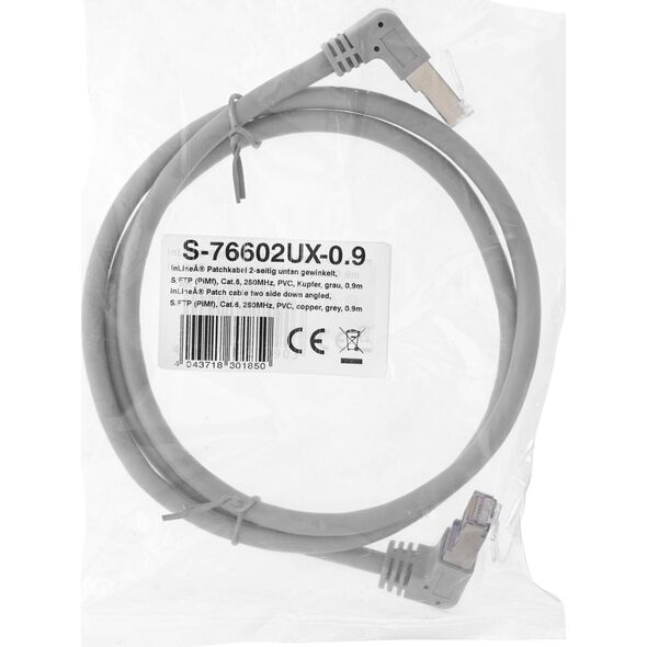 InLine InLine® Patch cable two side down angled, S/FTP, Cat.6, 250MHz, PVC, 0.90m