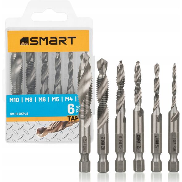 SMART365 kpl. wierteł gwintujących 1/4" hss m3-m10 [6 szt.]
